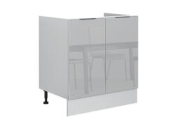 Impact Furniture Small Kitchen Sink Cabinet 800mm Under Sink Unit Modern Storage Grey High Gloss Star - thumbnail 2