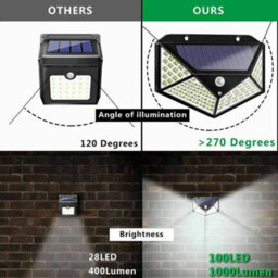 100 Led Solar Motion Sensor Outdoor Wall Light Garden Security - thumbnail 2