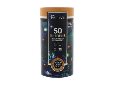 Festive Battery Operated Timer Lights - Multicolour - image 1