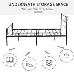 Homcom King Metal Bed Frame W/ Headboard And Footboard, Underbed Storage Space - thumbnail 4