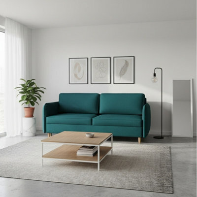 Gaja Living Room Sofa Bed With Hydrophobic Fabric Dl Pull Out Sleep Function Bedding Storage 209X95X100Cm Turquoise - image 1