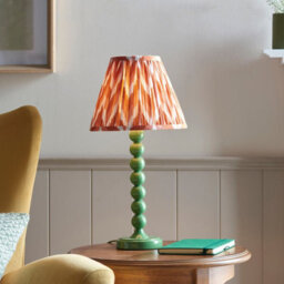 Luminosa Lighting Luminosa Higgledy Gloss Cotswold Green Paint Table Lamp With Apricot Orange Fabric Zigzag Shade 25Cm E14 - thumbnail 3