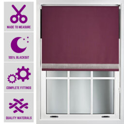 Furnished Diamante Edge Blackout Roller Blinds Made To Measure - Aubergine (W)180Cm X (L)165Cm - thumbnail 1