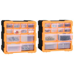 Berkfield Durable Multi-Drawer Organisers With 12 Drawers 2 Pcs 26.5X16X26 Cm - thumbnail 5