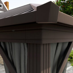 Outsunny 3.6 X 3(M) Metal Garden Hardtop Gazebo With Screened Curtain Dark Grey - thumbnail 9