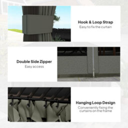 Outsunny 3.6 X 3(M) Metal Garden Hardtop Gazebo With Screened Curtain Dark Grey - thumbnail 6