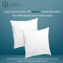 Casabella Luxury Cushion Inserts 65X65Cm Pack Of  4, Cushion Pads Hollowfibre White Square Cushion Insert, Sofa Cushions Inners - thumbnail 2