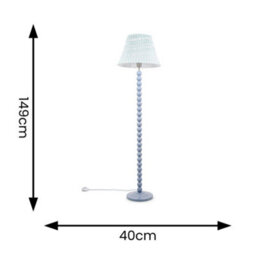 Valuelights Bobbles Powder Blue Bobbin Floor Lamp With Green Arrow Pleated Shade - thumbnail 6