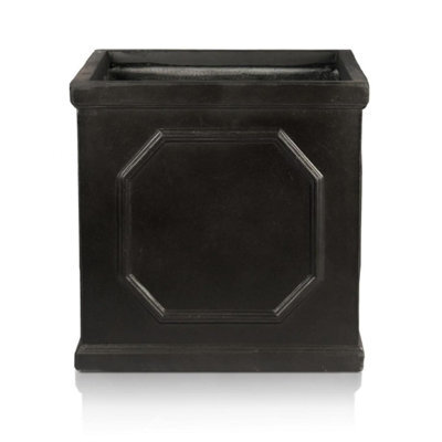 Idealist™ 37Cm Planter, Faux Lead Chelsea Flower Box, Dark Grey Light Concrete Outdoor Plant Pot W37 H38 L37 Cm, 52L - image 1