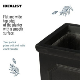 Idealist™ 37Cm Planter, Faux Lead Chelsea Flower Box, Dark Grey Light Concrete Outdoor Plant Pot W37 H38 L37 Cm, 52L - thumbnail 3