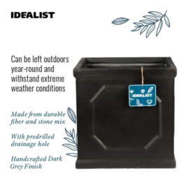 Idealist™ 37Cm Planter, Faux Lead Chelsea Flower Box, Dark Grey Light Concrete Outdoor Plant Pot W37 H38 L37 Cm, 52L - thumbnail 7