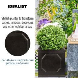 Idealist™ 37Cm Planter, Faux Lead Chelsea Flower Box, Dark Grey Light Concrete Outdoor Plant Pot W37 H38 L37 Cm, 52L - thumbnail 5