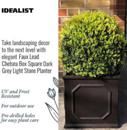 Idealist™ 37Cm Planter, Faux Lead Chelsea Flower Box, Dark Grey Light Concrete Outdoor Plant Pot W37 H38 L37 Cm, 52L - thumbnail 4