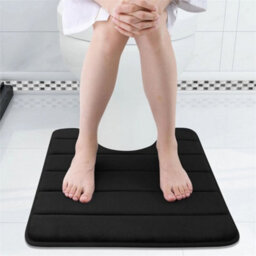 Black Memory Foam Bath Mat Pedestal Set Non Slip Toilet Bathroom Contour Rugs 3 Piece - thumbnail 5