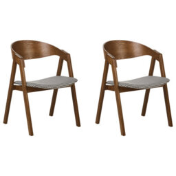 Beliani Set Of 2 Dining Chairs Yuba Wood Black/ White