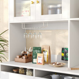 Matteo Modern White & Gold Sideboard Cabinet With Changhong Glass Doors, Wine Rack & Multi-Storage - 145X39X171Cm - thumbnail 4