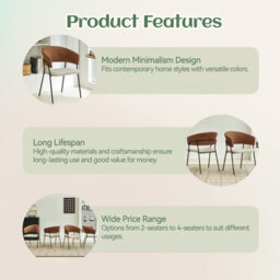 Sonara Modern Set Of 2 Dining Chairs With Ergonomic Armrests, Linen Upholstery And Powder-Coated Steel Frame - thumbnail 6