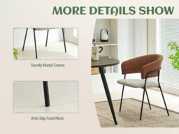 Sonara Modern Set Of 2 Dining Chairs With Ergonomic Armrests, Linen Upholstery And Powder-Coated Steel Frame - thumbnail 4