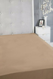 Fitted Sheet Polycotton Plain Dyed Extra Deep 25Cm Bed Linen Tan - thumbnail 3