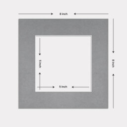 Ak Frames 8X8 Mid Grey Picture Mounts To Fit 5X5 Aperture Size - Mount Board Only (No Frame Included) - thumbnail 3