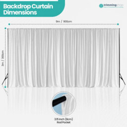 Neel Blue 3X9 Metres Ice Silk Backdrop Photography Curtains, White - thumbnail 2
