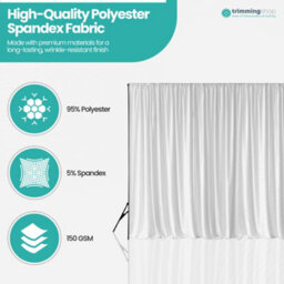 Neel Blue 3X9 Metres Ice Silk Backdrop Photography Curtains, White - thumbnail 4