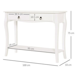 Wyld Haus Noro 100Cm Mid Century Ivory White Console Table - 2 Drawers And Lower Shelf - thumbnail 3