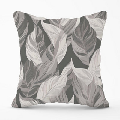 Warren Reed Designer Grey Floral Leaves Cushions 60Cm X 60Cm - image 1