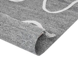 Wyld And Coco Handwoven Grey Area Rug 80 X 150 Cm With Tassels - Boho Indoor Outdoor - thumbnail 5