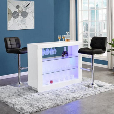 Furniture in Fashion Fiesta White High Gloss Bar Table With 2 Candid Black Stools - image 1
