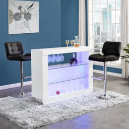 Furniture in Fashion Fiesta White High Gloss Bar Table With 2 Candid Black Stools - thumbnail 1