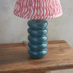 Luminosa Lighting Luminosa Squash Ocean Spray Glaze Table Lamp With Coral Pink Fabric Ripple Shade 25Cm B22 - thumbnail 5