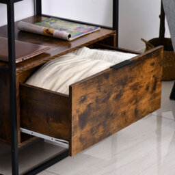 Homcom Industrial-Style Side Table W/ Drawer Open Shelf Steel Frame Base Retro - thumbnail 9