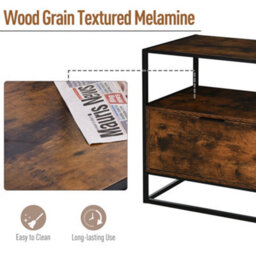 Homcom Industrial-Style Side Table W/ Drawer Open Shelf Steel Frame Base Retro - thumbnail 5