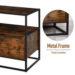 Homcom Industrial-Style Side Table W/ Drawer Open Shelf Steel Frame Base Retro - thumbnail 6