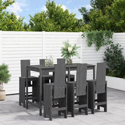 Berkfield 7 Piece Garden Bar Set Grey Solid Wood Pine - image 1