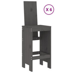 Berkfield 7 Piece Garden Bar Set Grey Solid Wood Pine - thumbnail 3