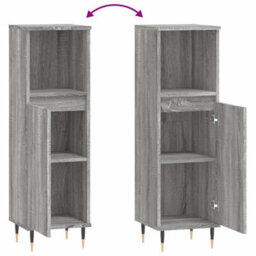 Walplus Bathroom Cabinet Grey Sonoma 30X30X100 Cm Engineered Wood - thumbnail 9