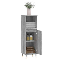Walplus Bathroom Cabinet Grey Sonoma 30X30X100 Cm Engineered Wood - thumbnail 4