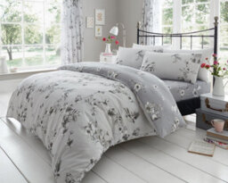 Smart Living Duvet Cover With Pillowcases Polycotton Quilt Bedding Covers Comfy Breathable Comforter Cover Set - Grey - thumbnail 1