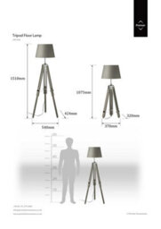 Orsina Adjustable Floor Lamp With Chrome Accents, Natural Grey Wooden Tripod Legs, Contemporary Fabric Shade - thumbnail 4