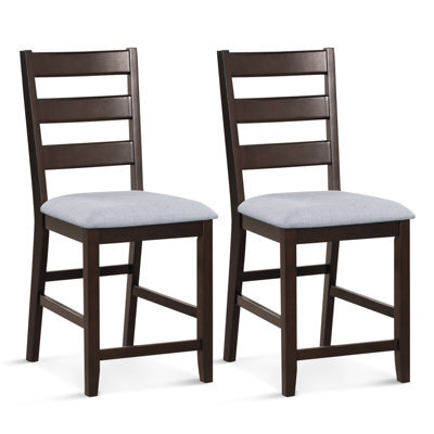 Costway Set Of 2 Bar Stools Counter Height Chair Pub Dining Chairs With Padded Seat - image 1