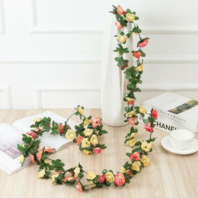 2.5M Artificial Flower Silk Rose Leaf Garland Vine Ivy Home Wedding Garden Décor Sunset Sunset