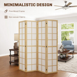 Homcom Indoor Room Partition, 4 Panel Folding Room Divider, 160 X 170Cm - thumbnail 4
