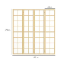 Homcom Indoor Room Partition, 4 Panel Folding Room Divider, 160 X 170Cm - thumbnail 3