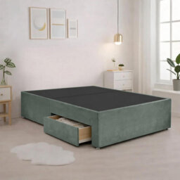 Luxury Teal Plush Milan Super King Size Bed Frame With Mattress 54 Inches Wingback Headboard 2 Footend Storage Drawers - thumbnail 6