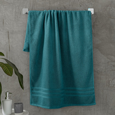 Catherine Lansfield Bathroom Zero Twist 500 Gsm Soft & Absorbent Cotton Bath Sheet Pair Teal Green - image 1