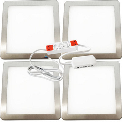 4-Piece Brushed Nickel Ultra-Slim Led Under Cabinet Lighting Kit With Driver - Natural White Glow - image 1