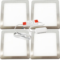 4-Piece Brushed Nickel Ultra-Slim Led Under Cabinet Lighting Kit With Driver - Natural White Glow - thumbnail 1
