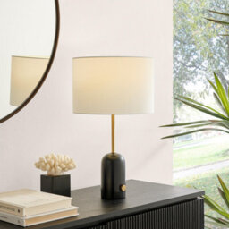 Furniturebox Uk Joceline Black Marble Tall Dimmable Table Lamp - thumbnail 1